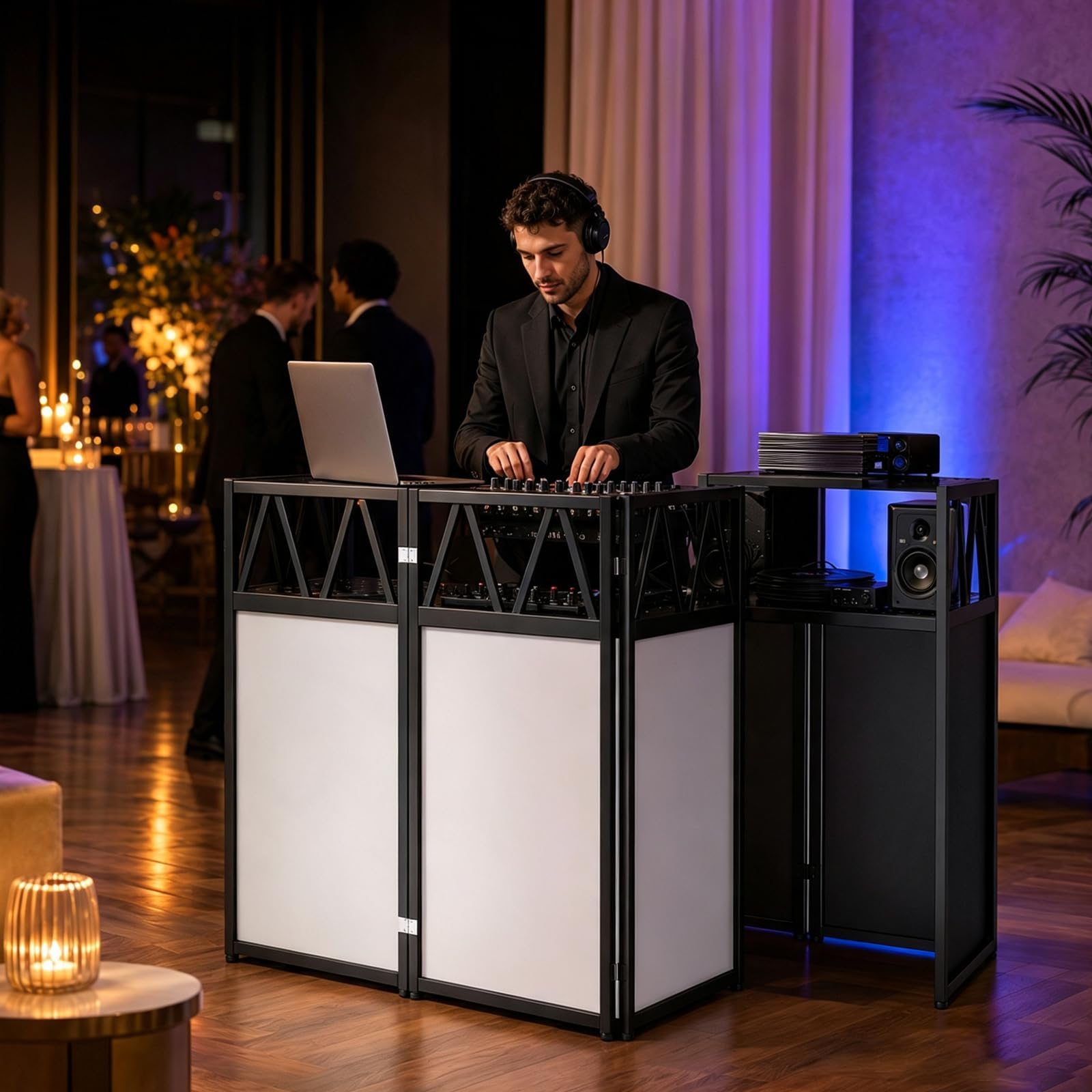 Przenośny stół DJ Booth 106.7 cm x 53.3 cm x 117.8 cm, składany stojak na