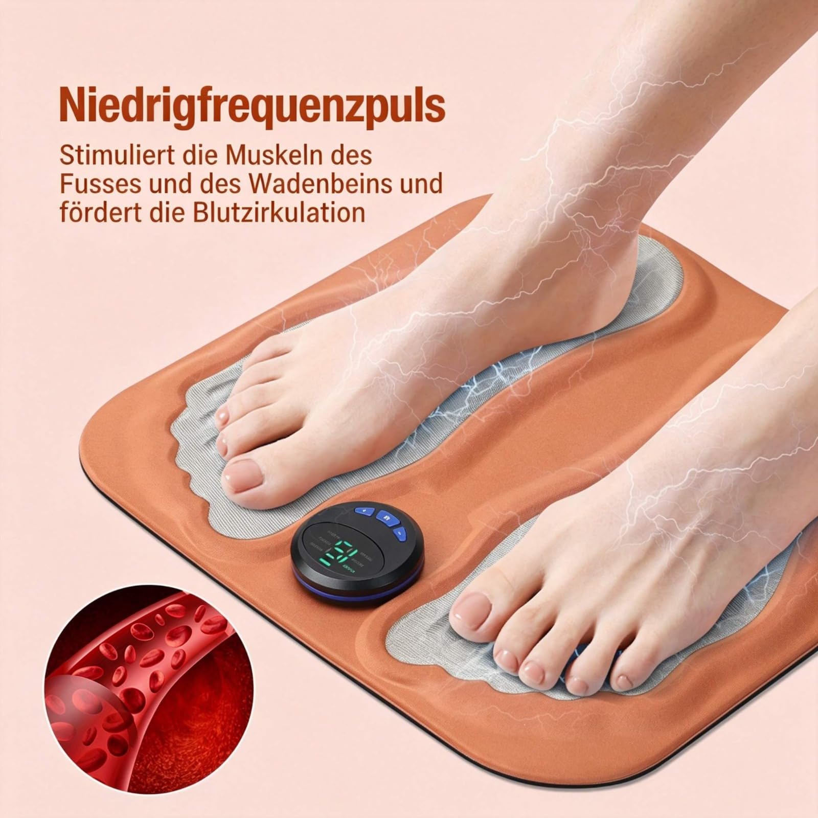 Orthoback ReNerv 3D EMS Fußmassagegerät mit Wärmefunktion (1 pcs) | EMS-Impulse lindert Nervenschmerzen, Heizfunktion, verstellbare Stufen, hautfreundlich, kompakt für Zuhause