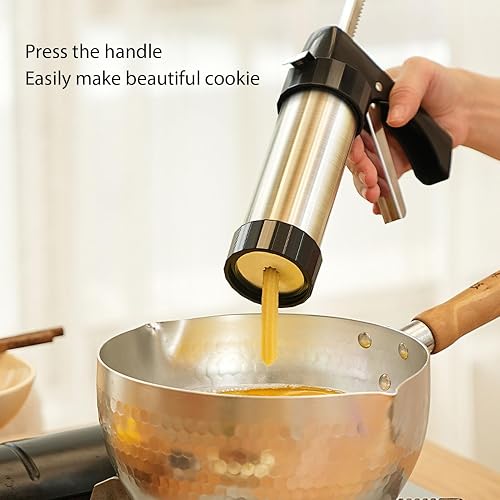 Cookie Press, en Acier Inoxydable Churro Maker Machine Churros Gun Kit avec Accessoires, Biscuits Kit de Décoration Outil de Boulange - 2