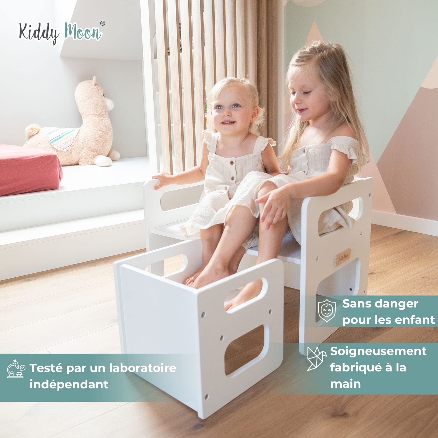KiddyMoon Table Et Chaise pour Enfants Petit Bureau, Gris