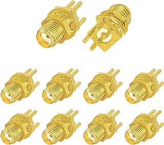 Superbat SMA Connectors SMA Female PCB Edge Mount Connector Solder RF Coaxial Adapter SMA Female Bulkhead Connector for 0.062 inch End Launch 10pcs