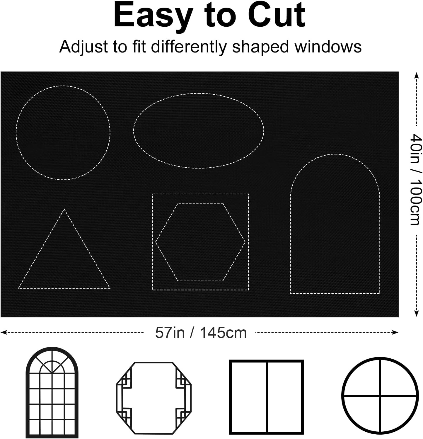100% Blackout Window Cover, Portable Window Blinds, No Drill Shades & Blackout Blinds with Stickers & Tabs for RV, Baby Nursery, Travel, Dorm Room(57" W x 157" H)