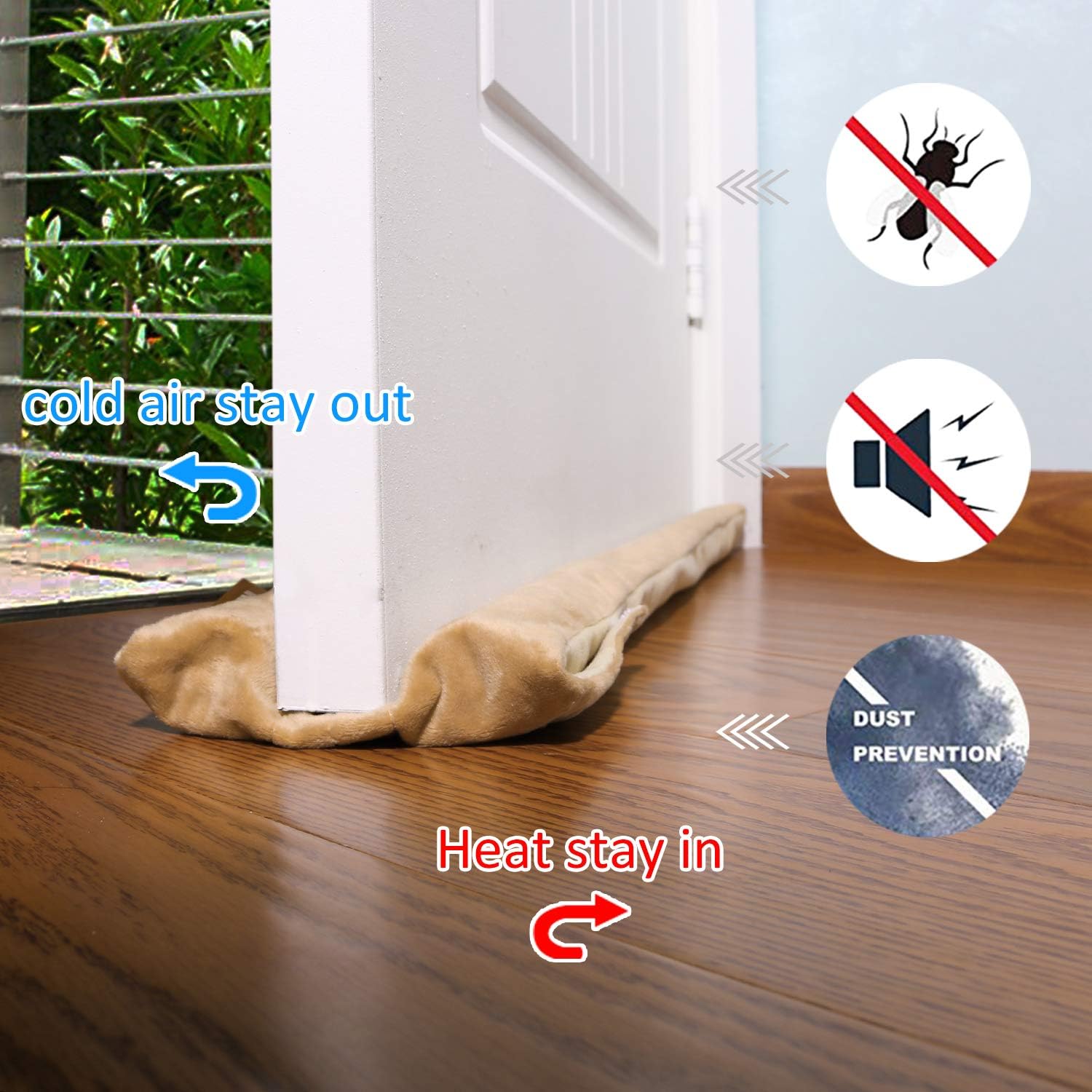 GNEGNI Door Draft Stopper,Adjustable Under Door Sweeps 32 to 36 inches Door Blocker for Windproof Rainproof Noise Reduction