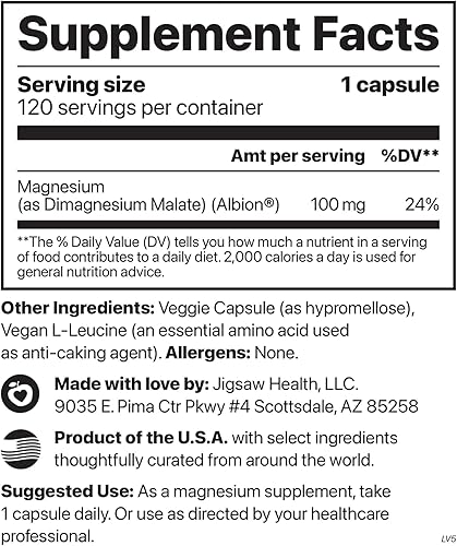Miniatura 2 de Jigsaw Health MagPure Malato, Cápsulas de Magnesio Premium, 120 Cápsulas