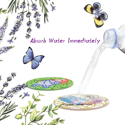 Miniatura 5 de Fennoral 6 posavasos de arte de diamantes con soporte kits de pintura de diamantes para adultos regalos del día de San Valentín para ella posavasos