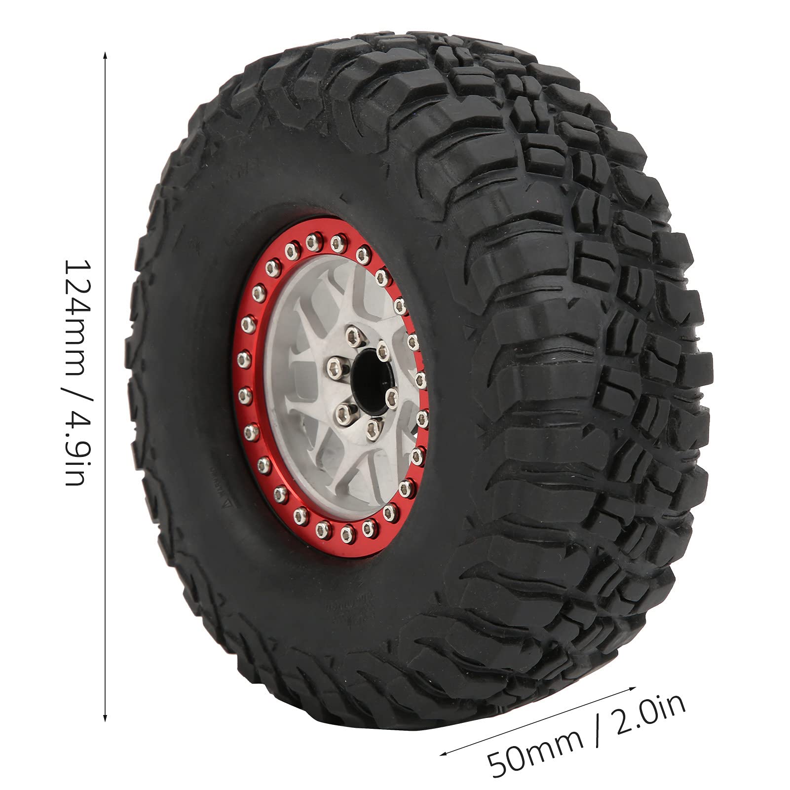 KIMISS Set 4 Ruote In Gomma Con Cerchi In Alluminio Per Auto RC Crawler 1/10 - Diametro 96mm, Larghezza 35mm, Attacco Esagonale 12mm - Per Axial SCX10, D90, CC01