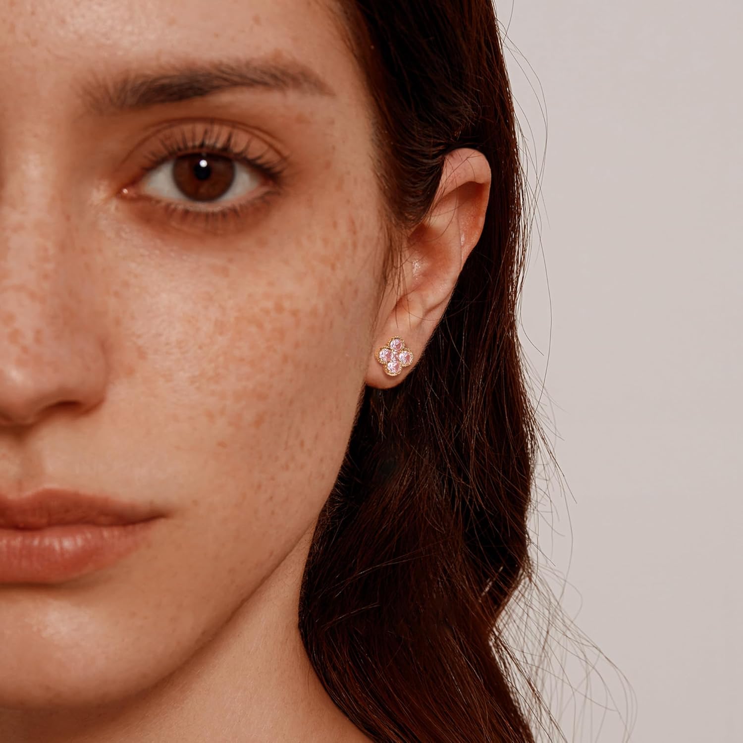 Clover Earrings for Women - 12 Month Birthstone Earrings 14k Gold Plated Four Leaf Clover Hypoallergenic Stud Lucky Jewelry Gift for Women - Image 3