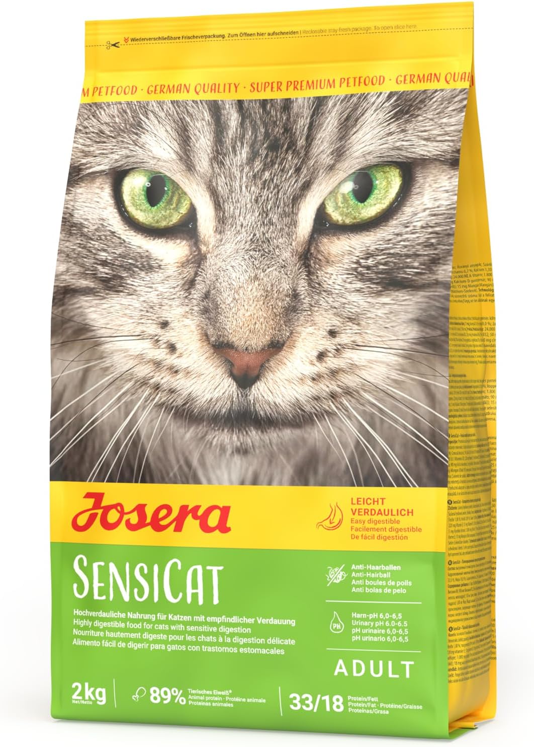 Josera SensiCat complete food for adult cats | Sensitive stomach | For fussy cats| Gluten free | Anti-Hairball | Skin & Coat | Herbs & Fruits | 2kg