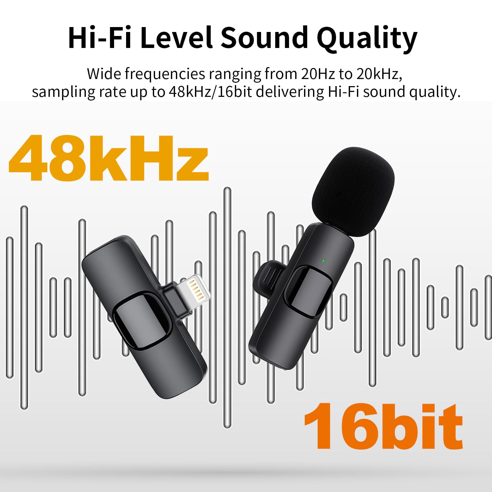 K1 Lavalier Mikrofon Wireless für iPhone, 2,4GHz Wireless Mikrofon, Plug-Play Ansteckmikrofon Kabellos für Aufnahme,Live Streaming,YouTube,TikTok, Microphone für IOS (1 Sender)