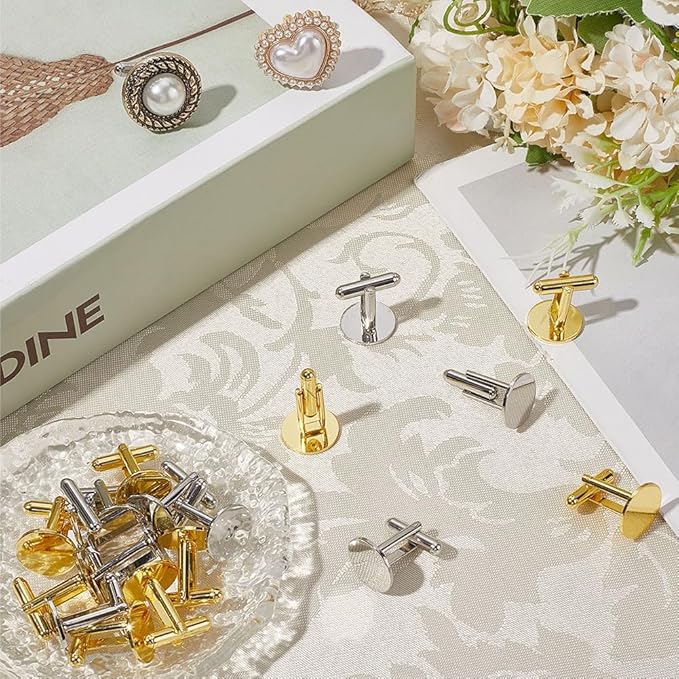 SUNNYCLUE 20 Gemelos 15mm Oro y Plata Latón para Hombre miniatura 2