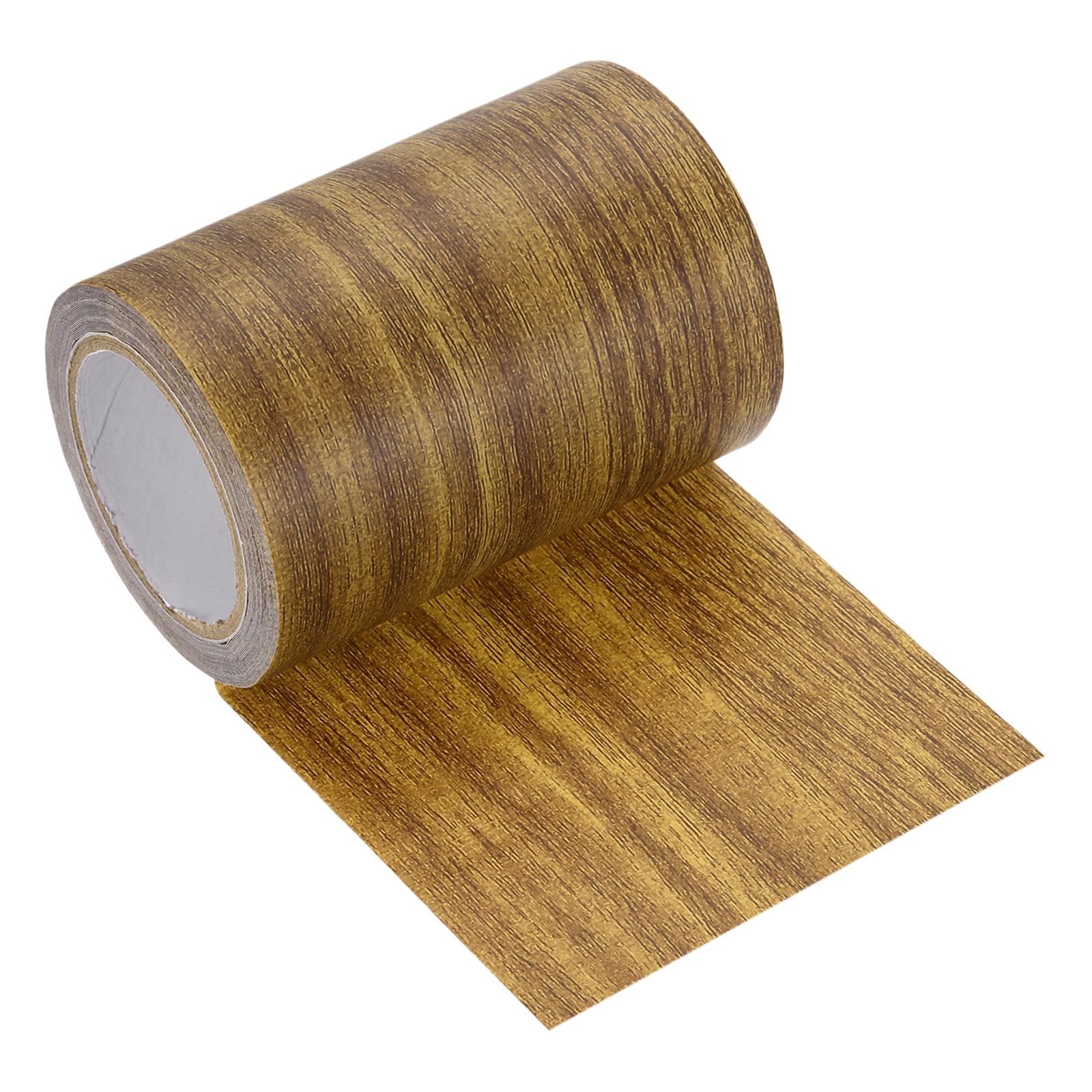 sourcing map Wood Grain Repair Tape, 80mm x 4.57m Self Adhesive Wood Grain Colored Duct Tape Waterproof Repair Patch for Furniture Floor Scratch Fix, Baseboards, DIY Decor, Brown Oak