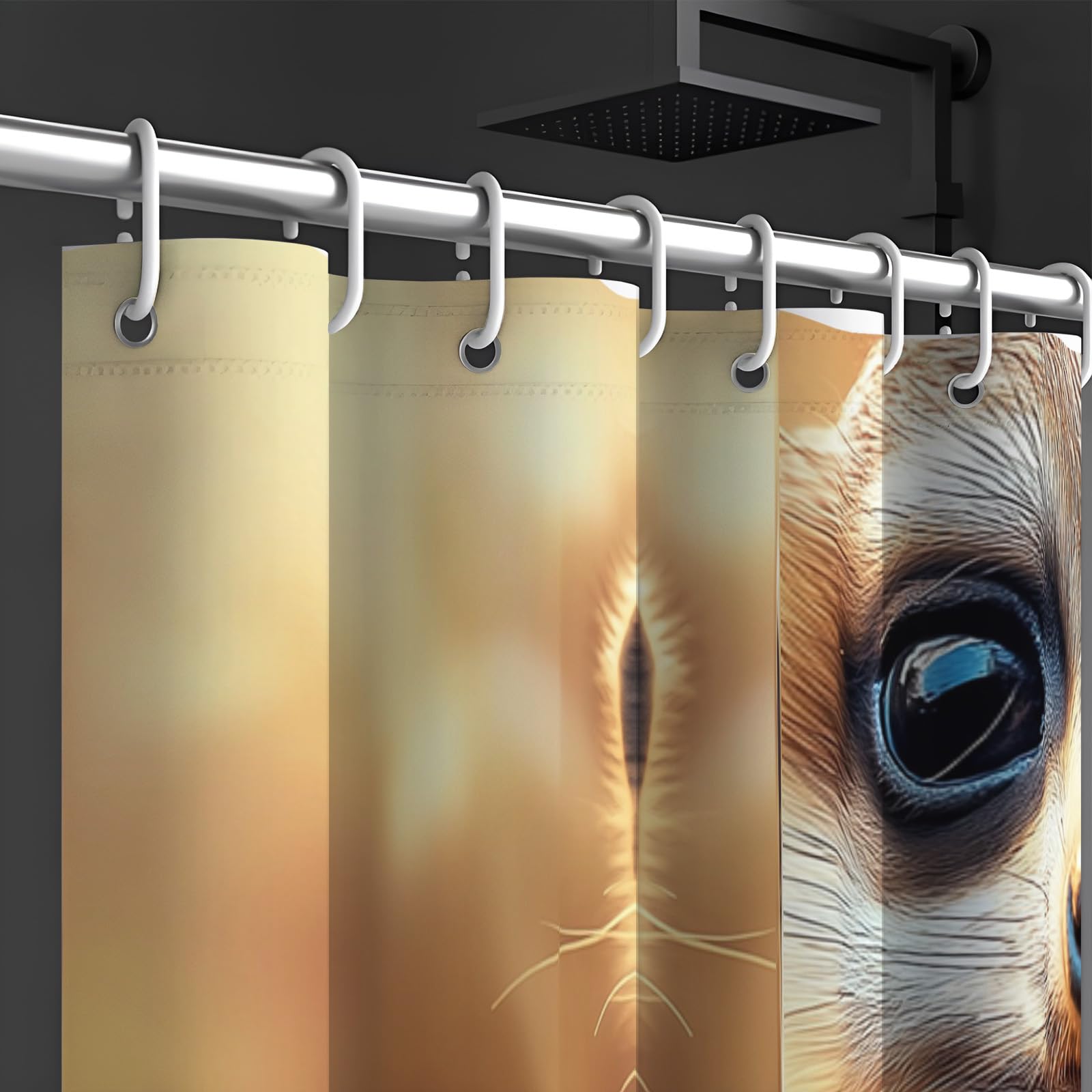 Erdmännchen Duschvorhänge mit Haken,H200 x B180 cm (1er Pack) Wasserdicht Duschvorhang für Badezimmer,süße Erdmännchen Badewannen Hotelvorhang,Maschinenwaschbar
