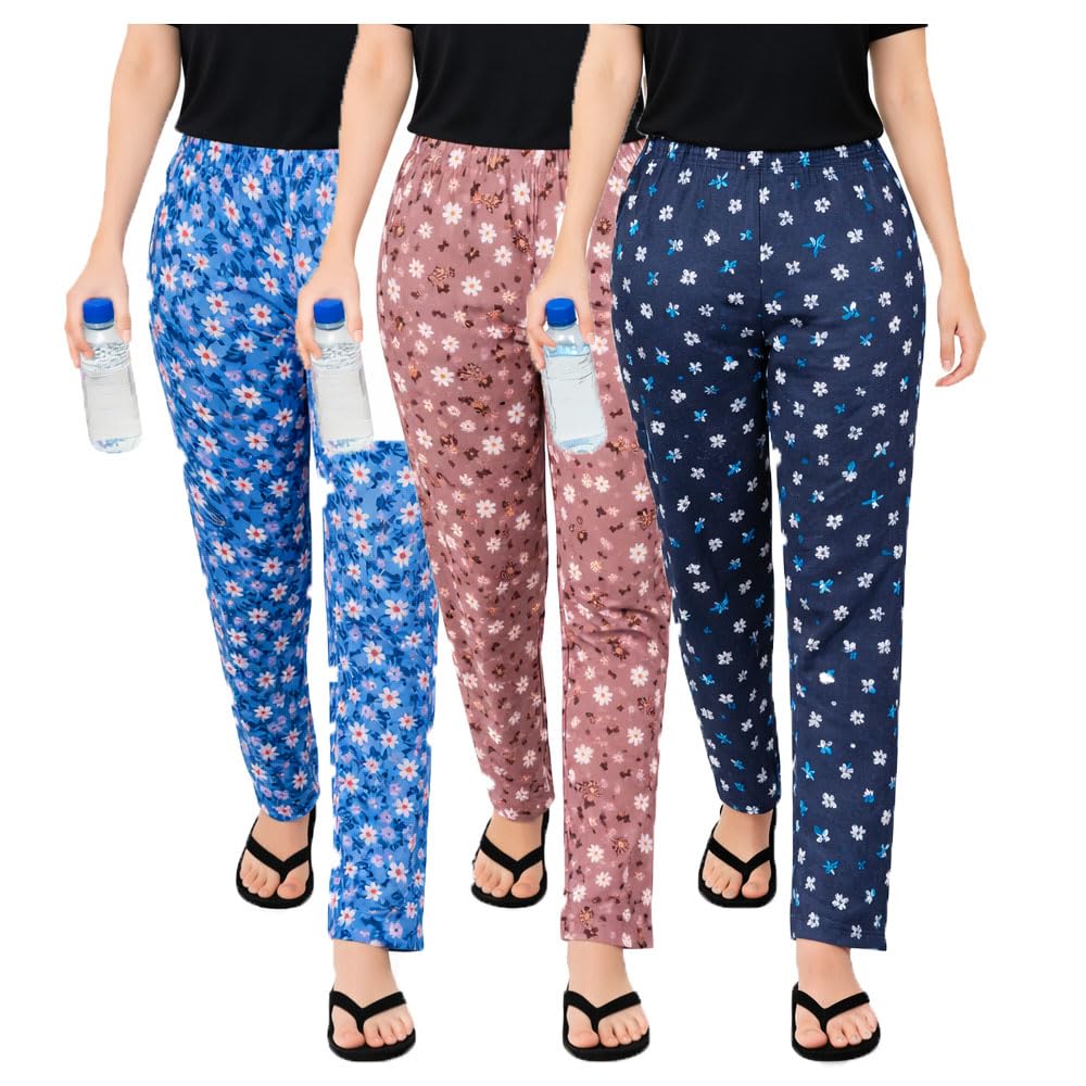 brand flex Women Pajama Pants | 100% Cotton Night Pants For Girls And Women (Prints May Vary) 3Pack-picture-26