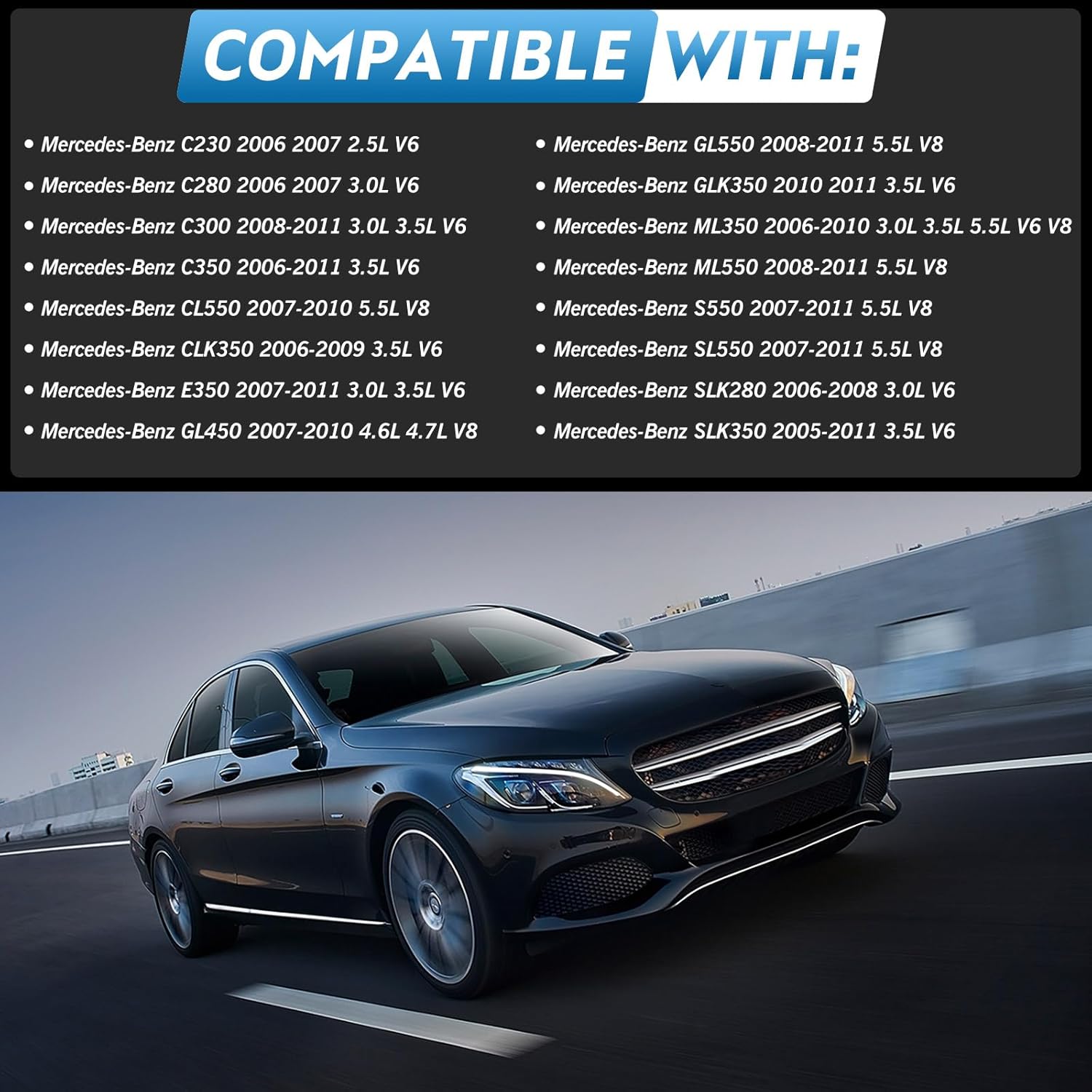 Belt Tensioner Idler Pulley Serpentine Belt Kit,Fit for Mercedes-Benz C300 C350 CLK350 E350 GL450 GLK350 ML350 S550 SL550 SLK350 2005-2011,Replace# 2722021419 2722000270 2722021019 6pk2404