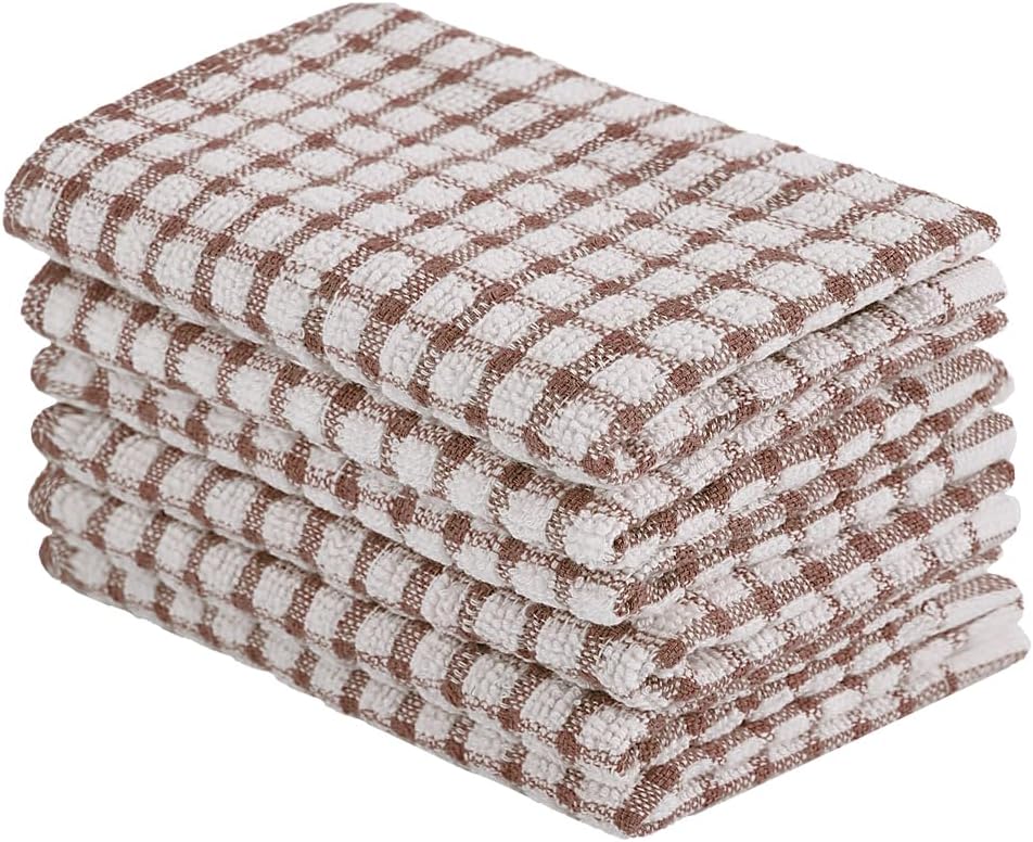 uxcell Cotton Terry Small Kitchen Dish Cloth, 15x10.5 in Pack of 6 Coffee