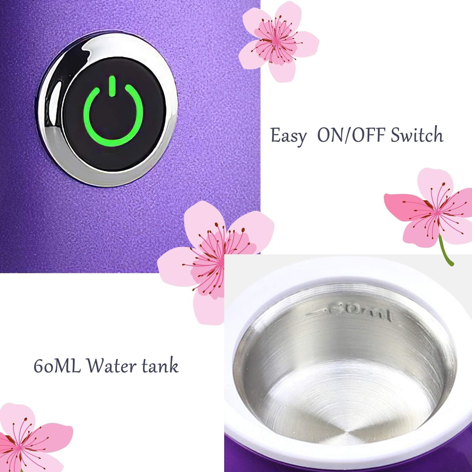 Apstour FS 60 Purple Sauna facial, vaporisateur facial pour les soins cosmétiques du visage, ouvre les pores et hydrate, vapeur bienfaisante, convient aussi pour l'aromathérapie et l'inhalation