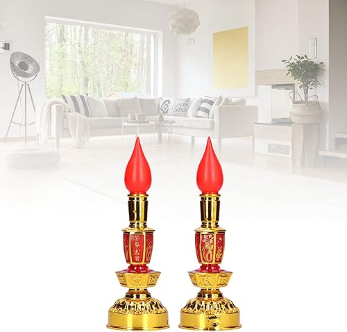 Miniatura 4 de TOPINCN Lámpara de vela decorativa de luz eterna budista retro con cuentas de dios de la riqueza, lámpara de regalo de Buda lámpara decorativa LED