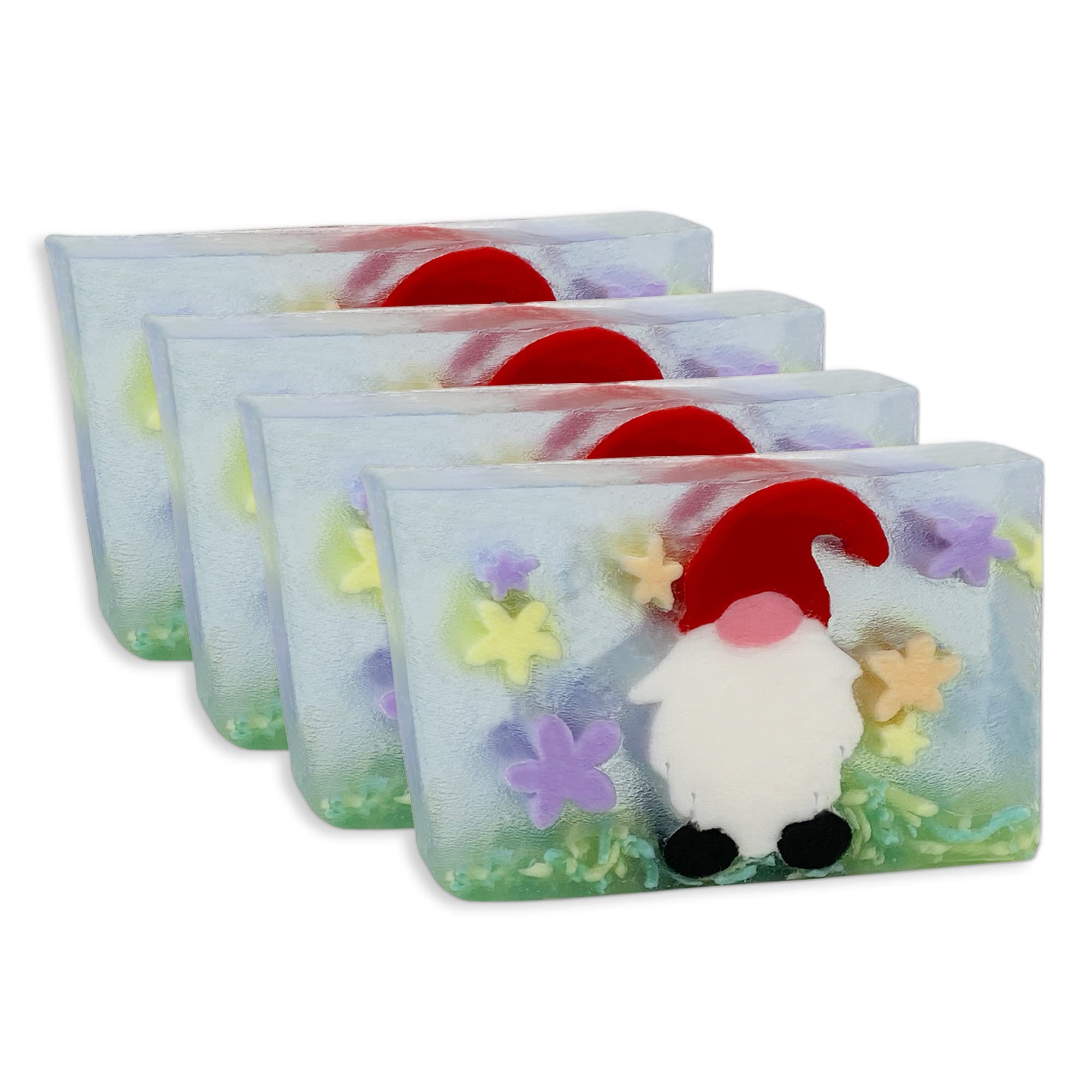 Primal Elements Garden Gnome Soap for Body Face and Hands Fun for Everyone - Pack of 4 Fruity