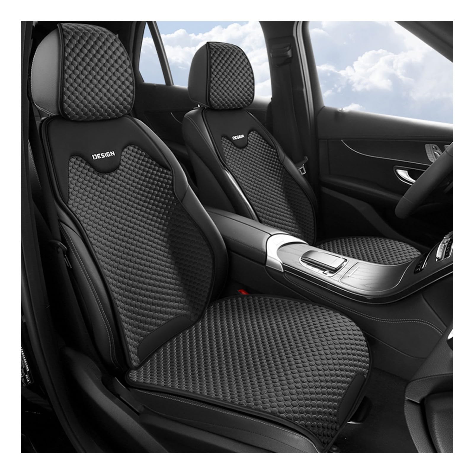 Generisch Autositzbezüge für Toyota Yaris, Vorne & Hinten Sitzbezug Set, Kühl Atmungsaktiv, Schnelle Wärmeableitung, Sommerkomfort, Seitenairbag Kompatibel