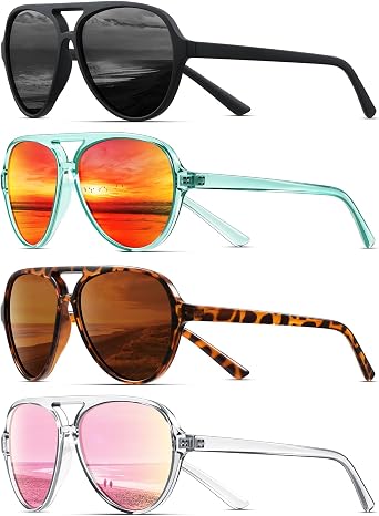 KUGUAOK Polarized Aviator Sunglasses for Women Sporty Style Running Sun Glasses Tangle Free Frame Vintage Trendy Shades