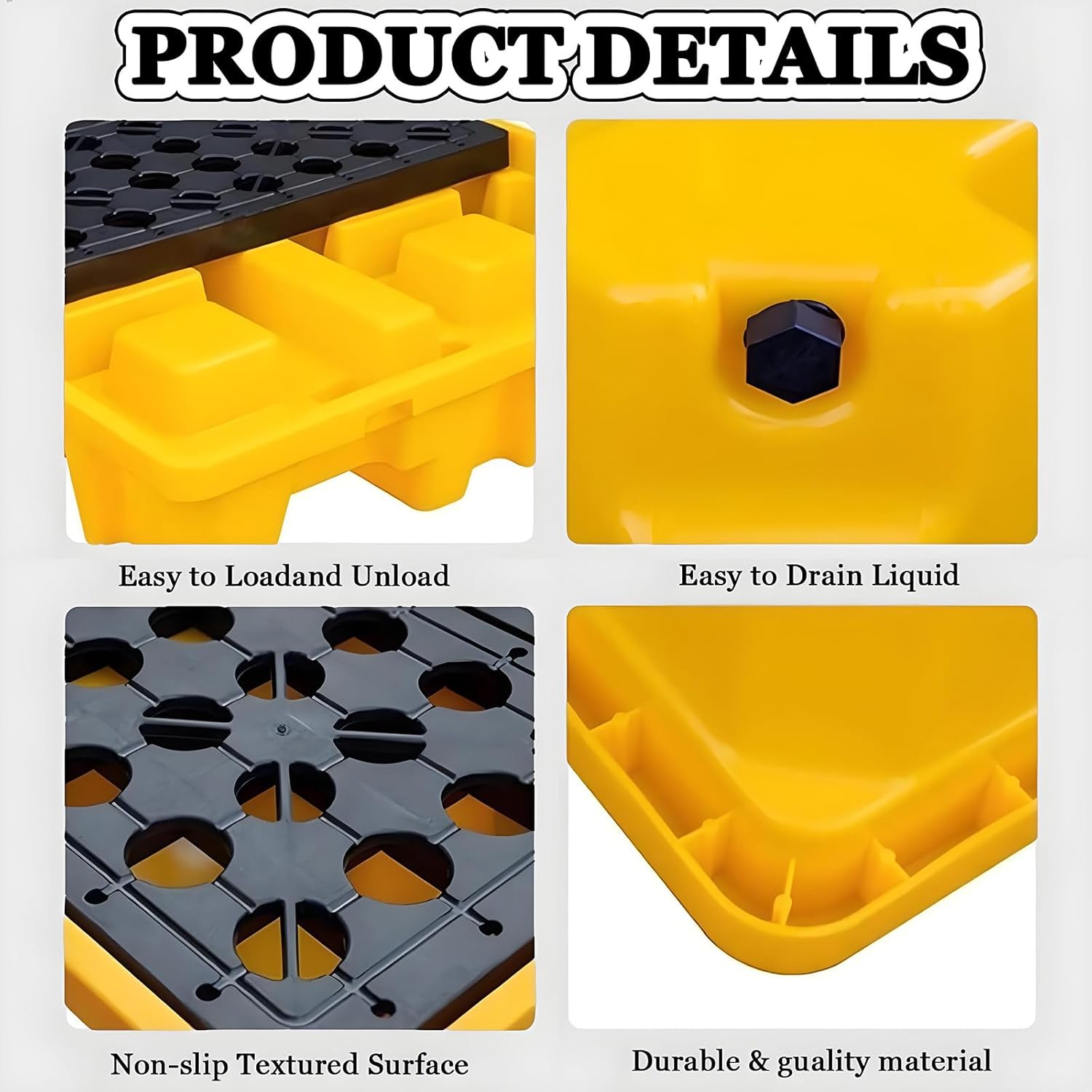 Stackable Modular Dumping Platforms with Retention Tray and Grating,Waterproof Plastic Pallet,polyethylene Dumping Platform,for Oil Tank and Heavy-Duty Use 49 * 35 * 9cm