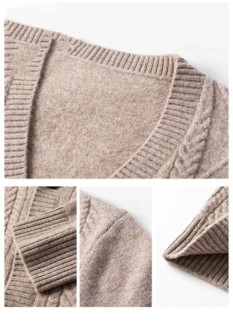 Hombres Otoño Invierno Sólido Suéter Grueso Cardigan Lana Knitwear Jumpers