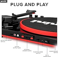 Vista 6 de Gemini Sound TT-900 - Stylish 3-Speed Turntable with Wireless Bluetooth, Pitch Control, and Powerful 50W Speakers (Red)