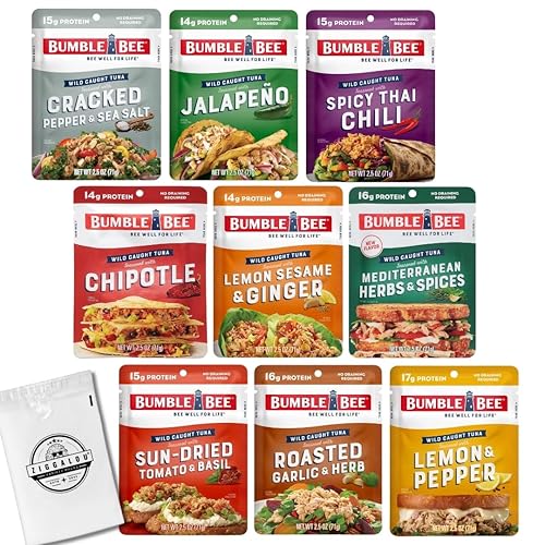 ZIGGALOU® Variedad de cestas de regalo surtidas de bolsas básicas de despensa de atún Bumble Bee - 9 sabores (9 unidades)