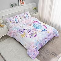 Vista 64 de Black Blue Butterfly Comforter Set for Girls Women,Boho Butterfly Sun and Moon Mandala Printed Bedding Set with 2 Pillowcases(Black Blue Twin)