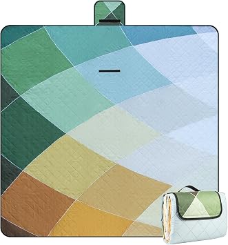 Picnic Blanket Waterproof Extra Large 79"x79" 210D Oxford Outdoor Blanket for Grass Portable Sand Proof Beach Blanket for 6-8 Adults Nature Palette