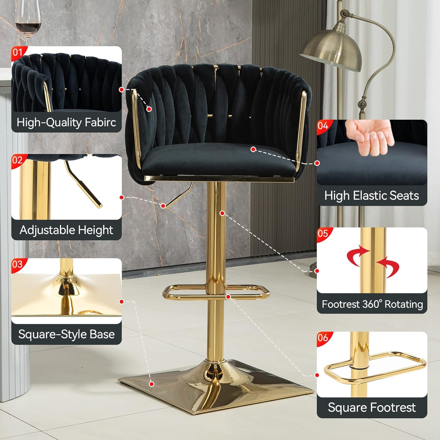 Set 2 Sedie Da Pranzo In Velluto Con Gambe Dorate | Stile Moderno, Imbottite, Per Cucina O Sala