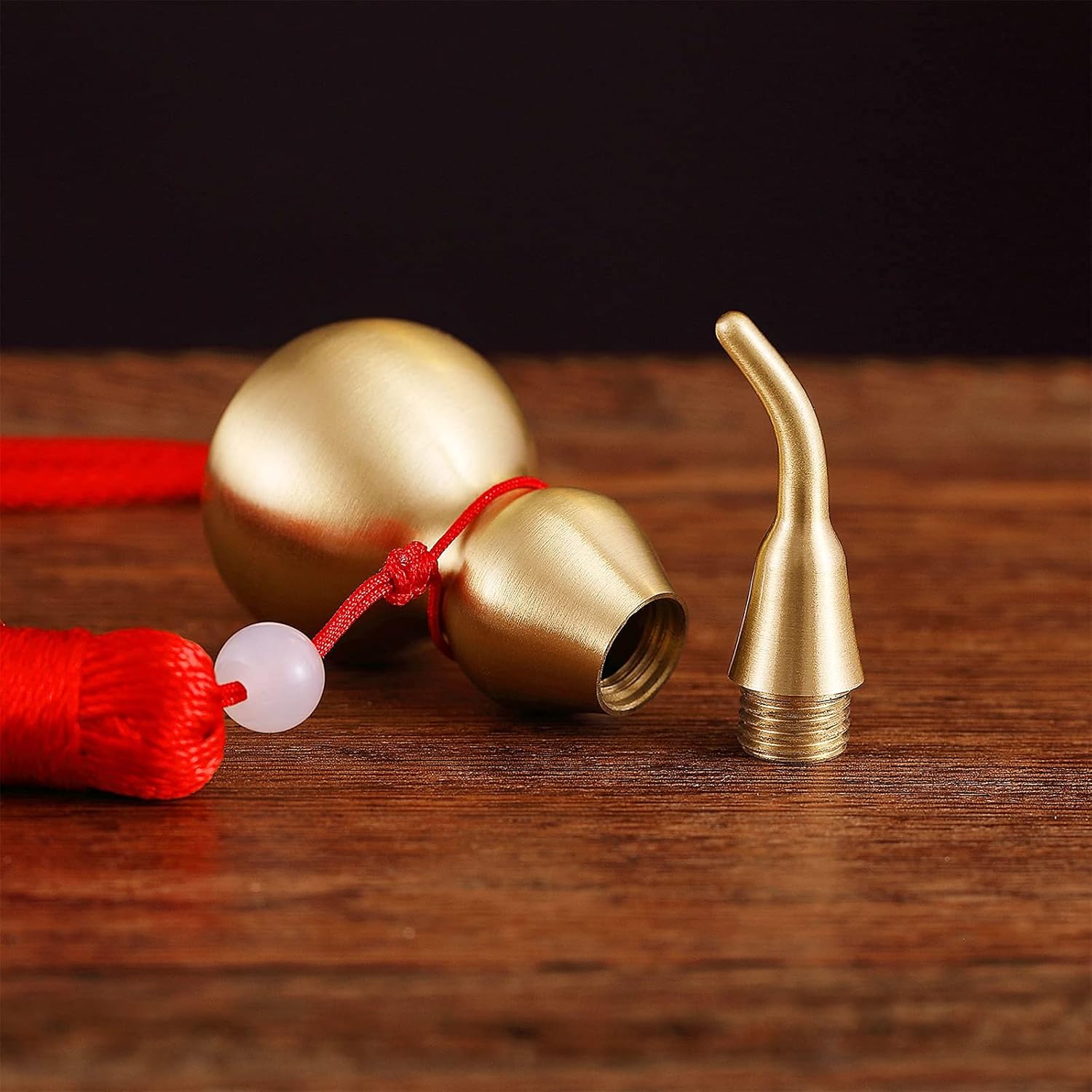 Feng Shui Brass Wu Lou Golden Gourd with Red Luck Strip Treasure Pendant for Bedroom,Car Hanging Ornaments,Fortune Protection,Hu Lu Bring Good Luck Safty Success,2.75inch Tall,Full...