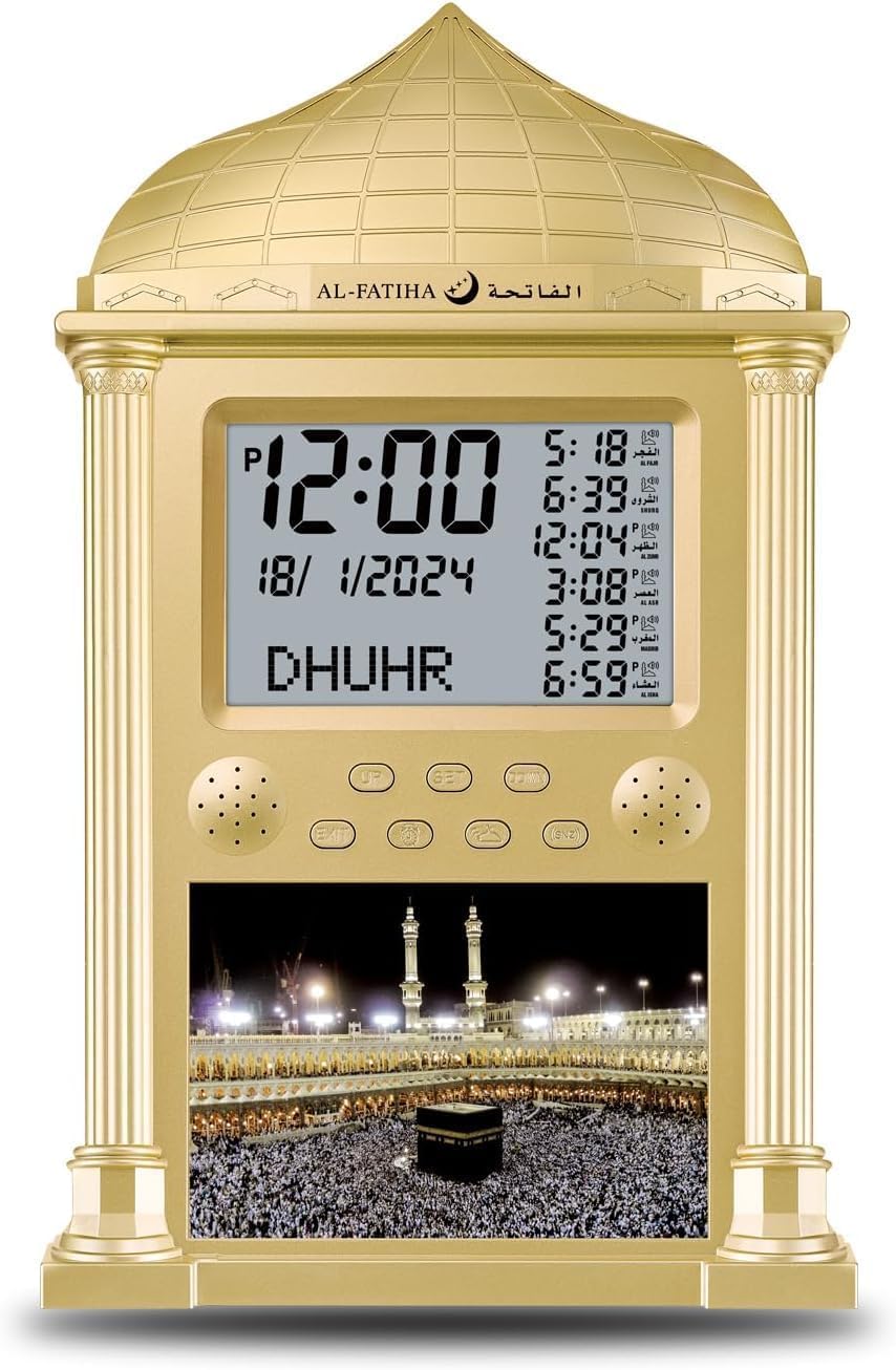 Azan Clock, Muslim Athan Wall Clock Alarm with LCD Display, Digital Azan Clock for Home/Office/Mosque-Ramadan Eid Gifts (Black)