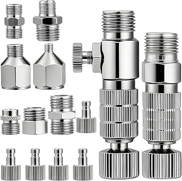 14Pcs Airbrush Quick Disconnect Fittings, Quick Release Coupling Disconnect Adapter Kit for Air Compressor