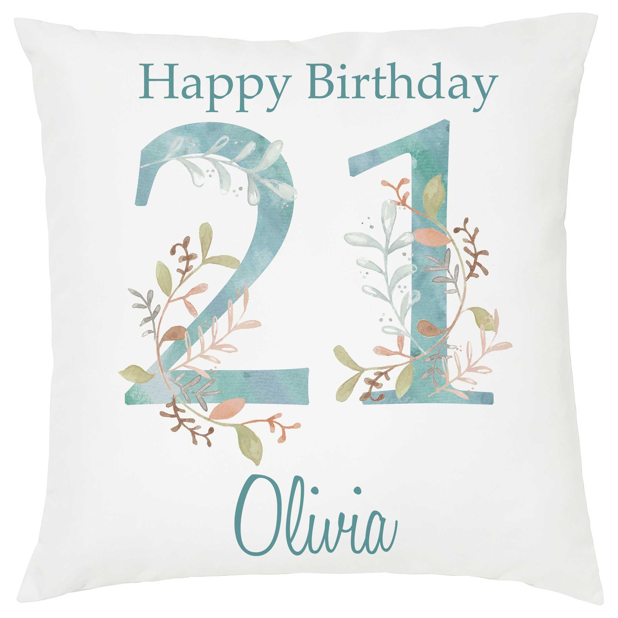 21st Birthday Pillow cushion Gift Idea for her. Personalised cushion with Insert, Sister, friend, Daughter, niece present idea, home decor name gifts,40cm square.