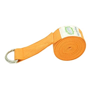 ABV 8 Feet Yoga Belt for Women & Men|Yoga Strap for Stretching with Extra Safe Adjustable D-Ring Buckle|Strap Belt for Stretching Exercise|Cotton Straps with Adjustable D-Ring Buckle, (Orange Color)