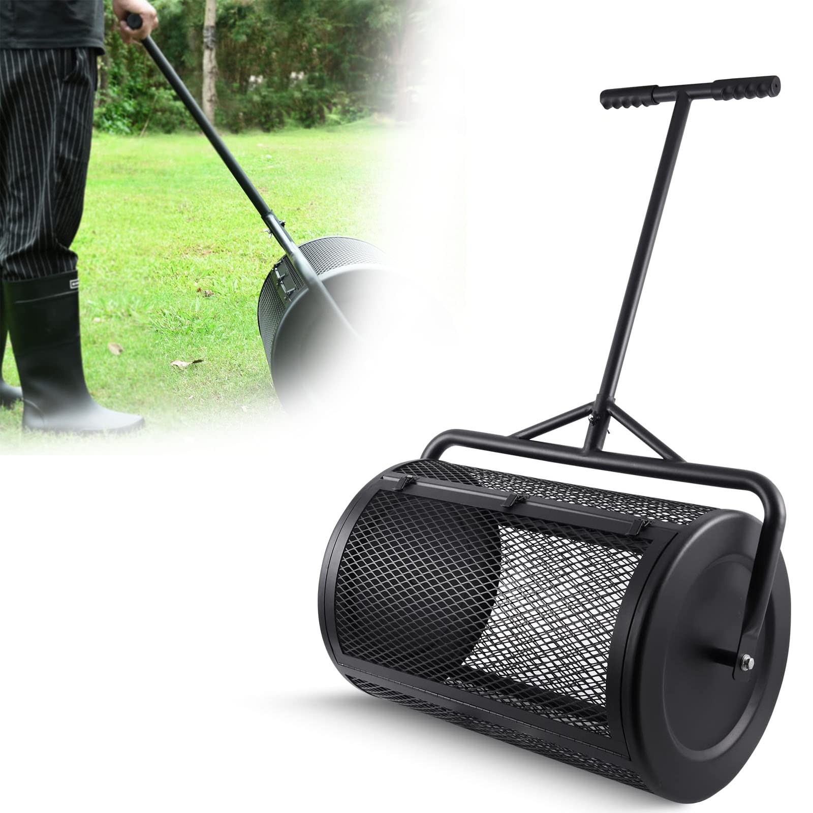 Épandeur de compost pour sol paillis pelouse et terreau avec poignée réglable