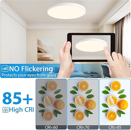 Miniatura 2 de Lámpara de techo de montaje empotrado de 36 W, color blanco, lámpara de techo regulable de 19.7 pulgadas con control remoto, 2700 lm, 3000-6500 K