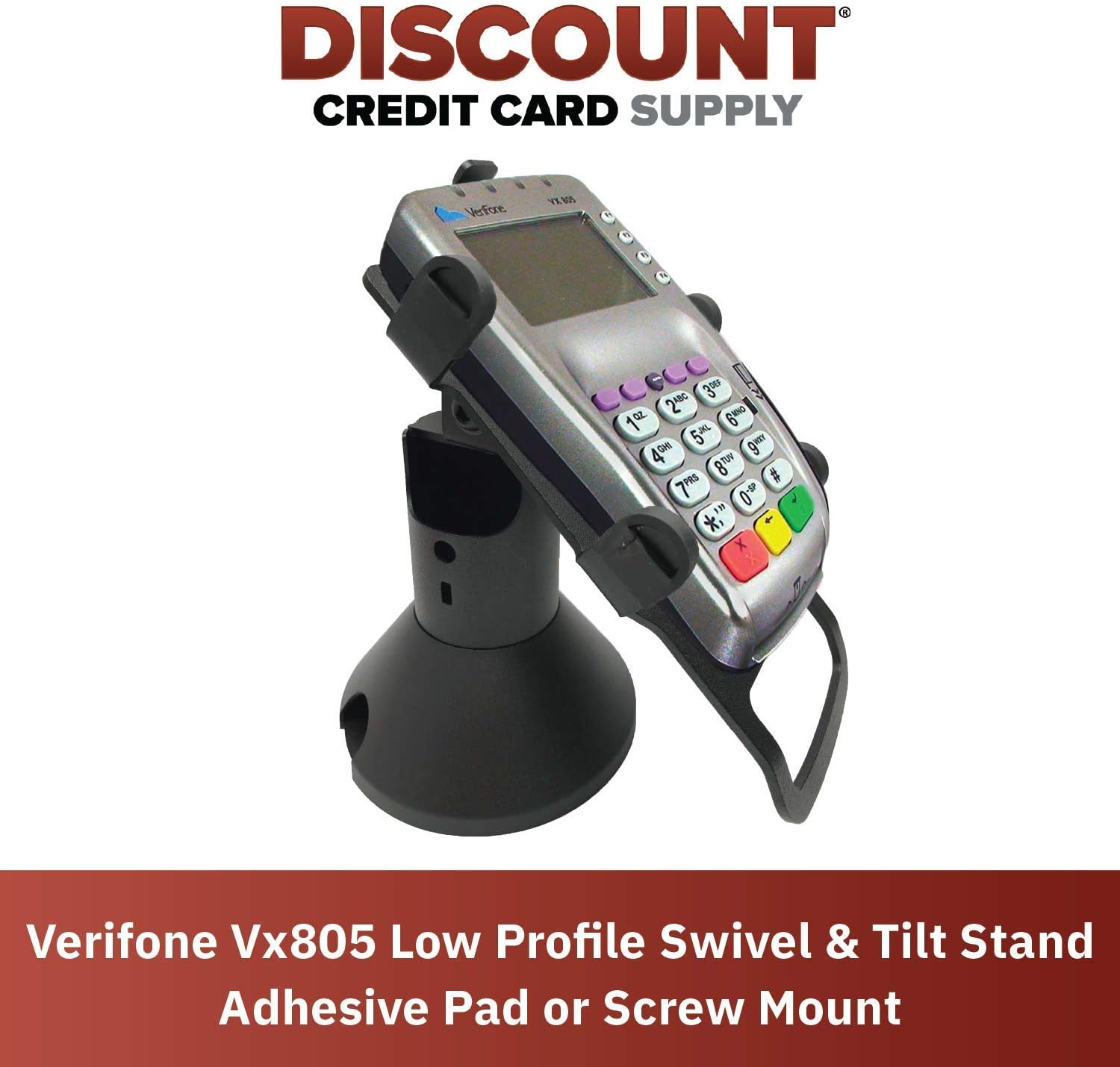 Super Brands DCCStands Low Swivel and Tilt Verifone Vx805 Terminal Stand, Screw-in and Adhesive Buy 1 get 1 DCCStands Low Swivel and Tilt Verifone Vx805 Terminal Stand, Screw-in and Adhesive