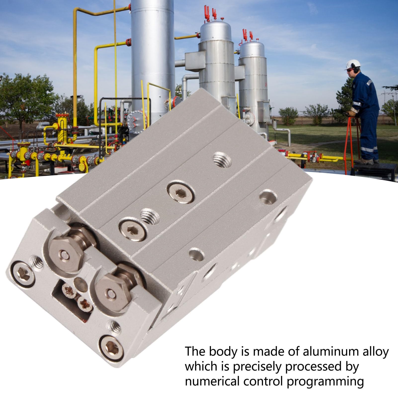 Wakects Pneumatyczny Chwytak Równoległy Pneumatyczny Cylinder Palcowy ze Stopu Aluminium M5 X 0,8 Podwójnego Działania Podwójna Szyna Prowadząca o średnicy 6 Mm do Systemów Rurociągów Sprężarek