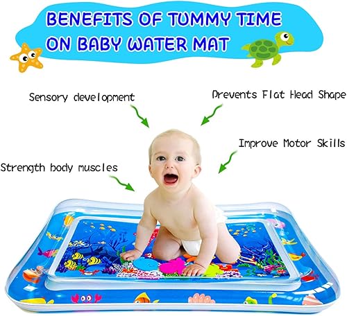 Miniatura 2 de Tapete de agua para bebés, tapete de agua para bebés y niños pequeños, actividades de desarrollo temprano, colchoneta inflable para el tiempo boca