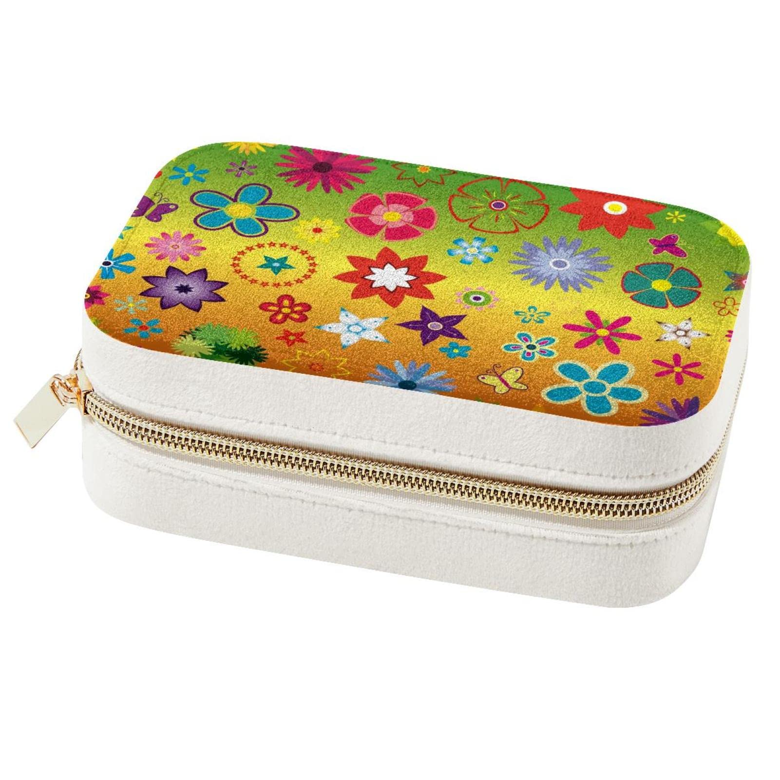 Boîte à bijoux de voyage portable en velours coloré pour bague et collier