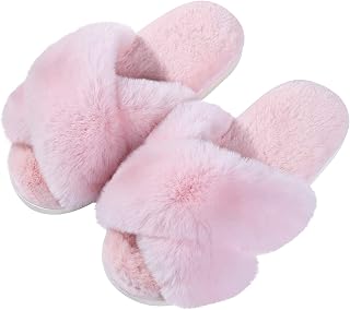Evshine Memory Foam Fuzzy House Slippers for Women