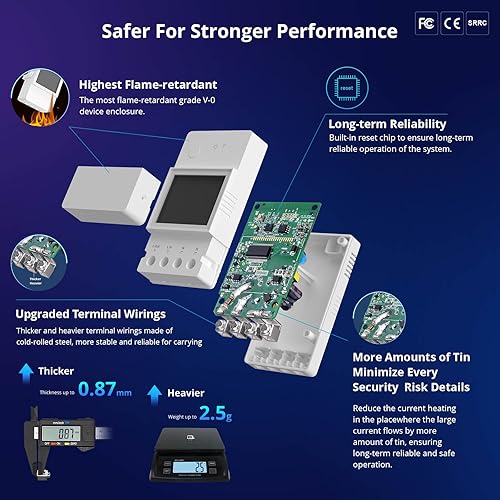 Miniatura 8 de SONOFF POWR316D Elite - Interruptor de medidor de potencia inteligente WiFi de 16 A, interruptor de luz inalámbrico inteligente WiFi con monitoreo