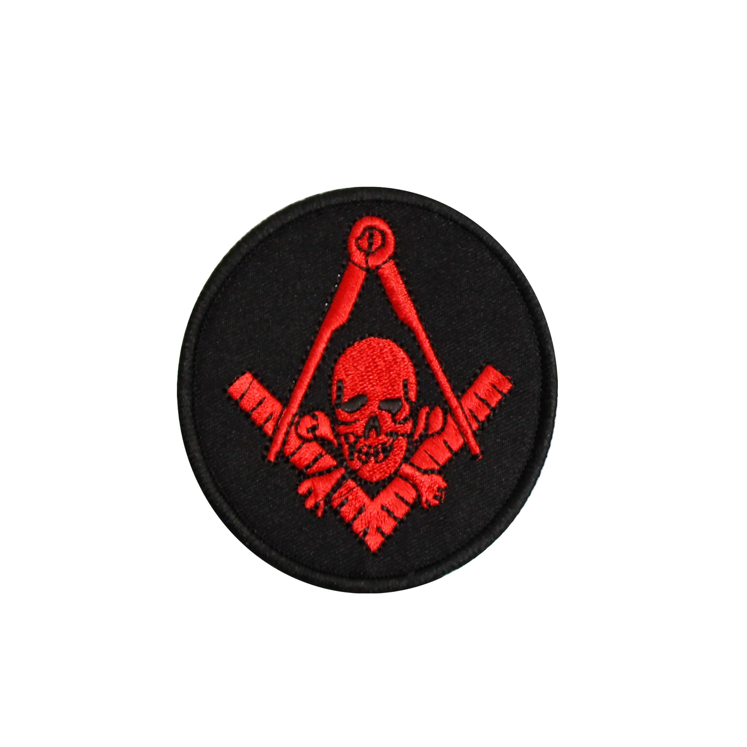 Masonic Widows Son Skull &amp; Crossbones Patch - Machine Embroidered Iron on Emblem no Sewing Needed - (3x3 Inches) Masonic Badge for Aprons, Vests, Bags &amp; Apparel