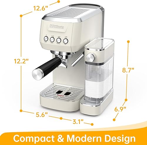 Miniatura 6 de MAttinata Máquina de café expreso, máquina de capuchino de 20 barras con espumador automático de leche, máquinas de café de acero inoxidable para el