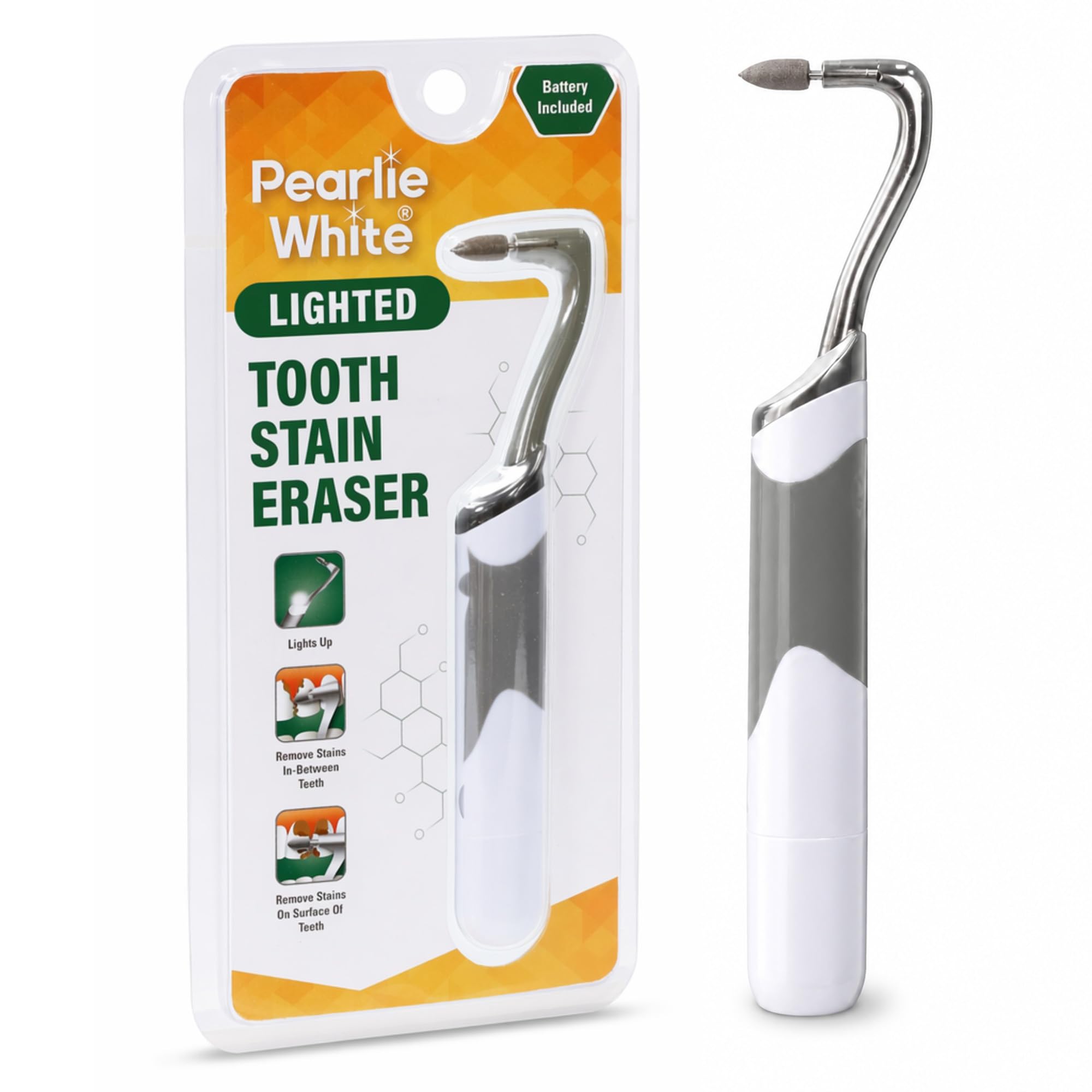 Pearlie White Lighted Tooth Stain Remover, Composite Material Eraser Head
