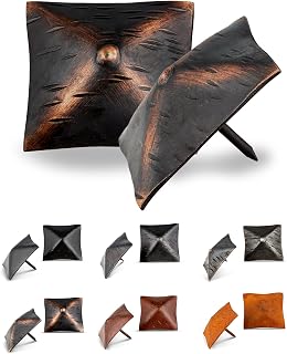 25 Pack 2" Large Square Clavos Decorative Nails – Oil Rubbed Bronze – Handmade Rustic Square Head Fasteners for Farmhouse Shutter, Faux Wood, Barn Door, Shutters, and Gate – Ornamental Wood Accent