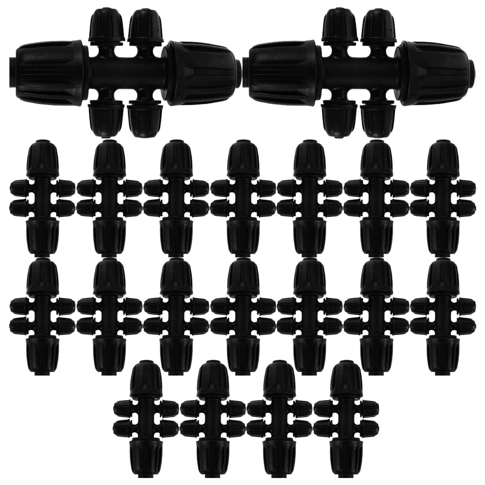 Yardenfun 24 pezzi di raccordi per tubo di irrigazione - Connettore a innesto rapido per irrigazione a goccia - Adattatore a 6 vie per, compatibile con tubi da 5/8" e 7/32", a tenuta stagna
