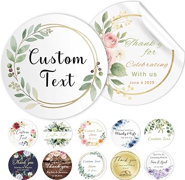 Custom Personalized Stickers Label for Wedding Favors Business Logo Birthday Party Customized Sticker Vinyl Labels Customize Gift Label Stickers 50-1000 Pack
